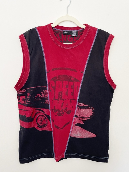 No Boundaries Other - Vintage Y2K Men’s Racing Tank Top Race Car Graphic No Boundaries Muscle Ringer M